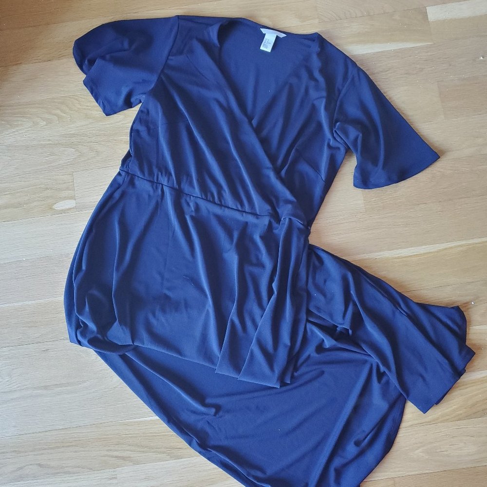 H&M Faux Wrap Maxi Dress in Navy